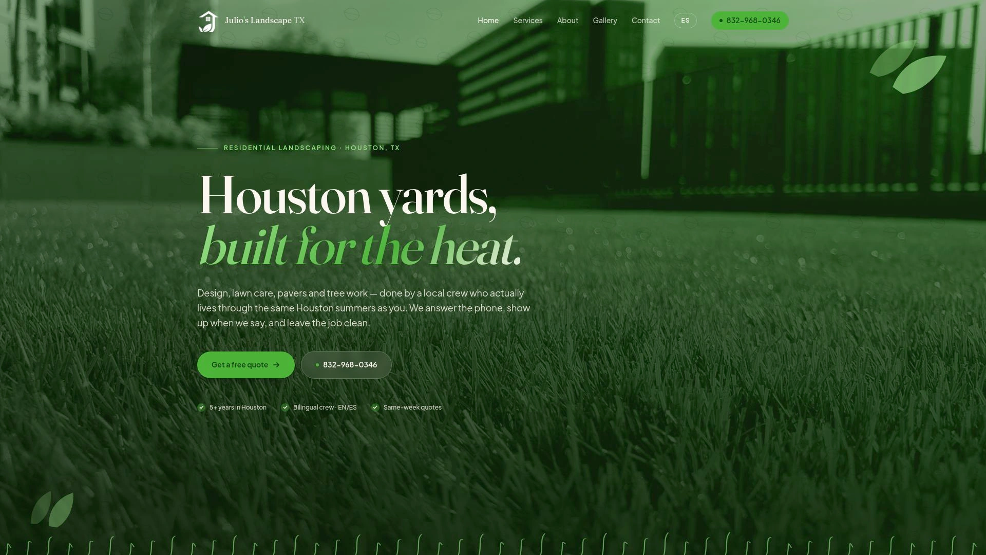 Julio's Landscape TX — vista de escritorio