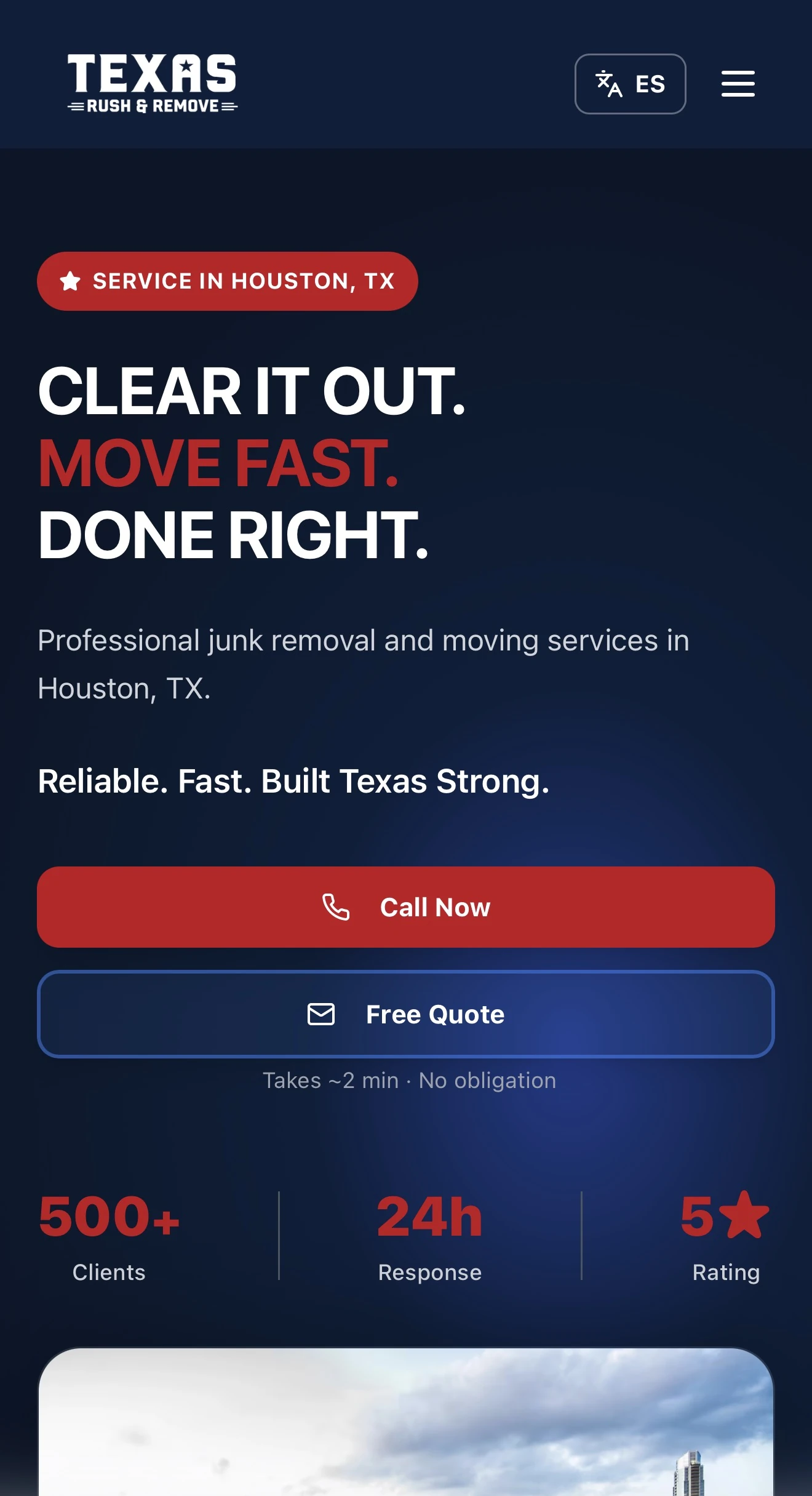 Texas Rush Remove — vista móvil